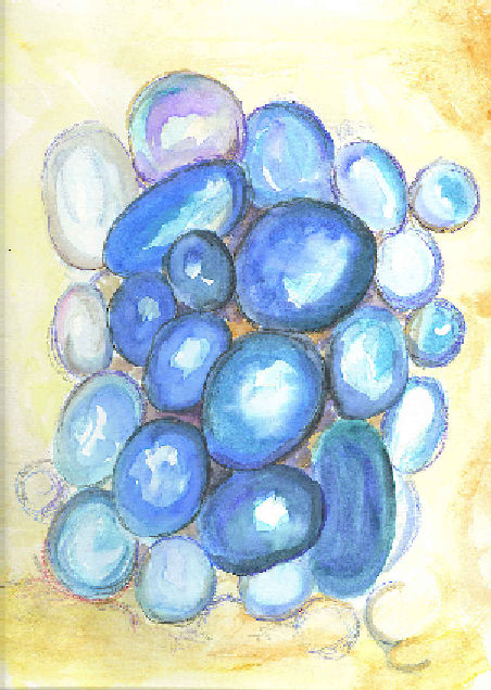 Stoned Blue, by Lahle. Watercolor abstract.