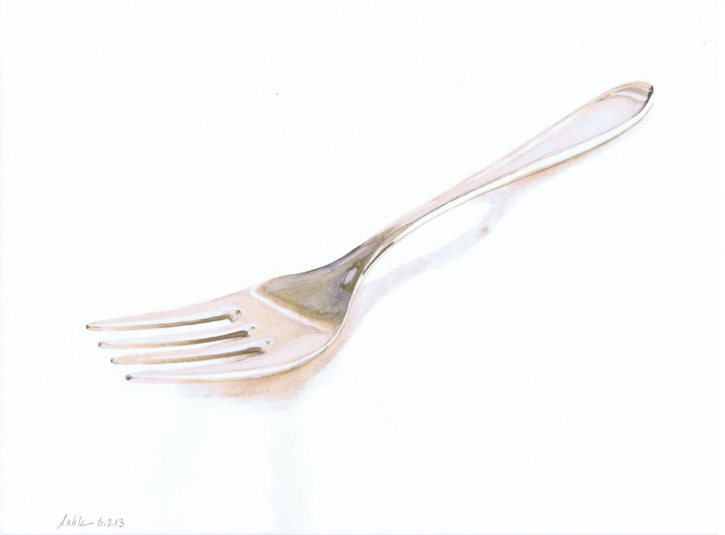 Fork, watercolor by Lahle Wolfe