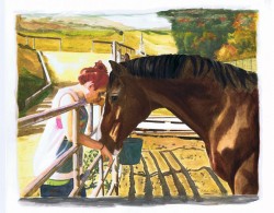 "Lizzie Loves Troy" water color and ink by Lahle Wolfe. Los Angeles, Far West Farms.