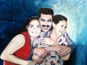 Family Portrait of Frannie and his sister and mother. By Lahle Wolfe for a friend.