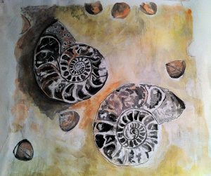 "Nautilus Shells" watercolor by Lahle. Circa Summer 2008.