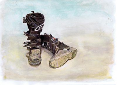 "After the Ride" watercolor by Lahle.