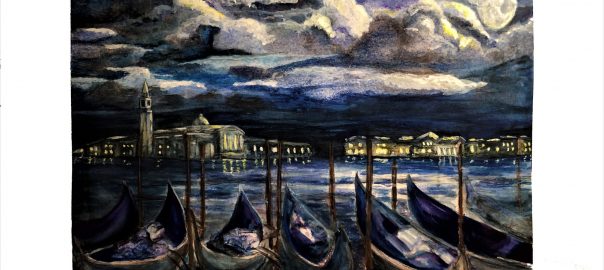 Venice at Night - a watercolor painting by Lahle Wolfe Ehrlich